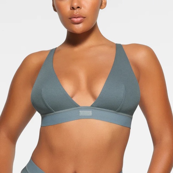 Skims Cotton Rib Plunge Bralette - Picture 2 of 7